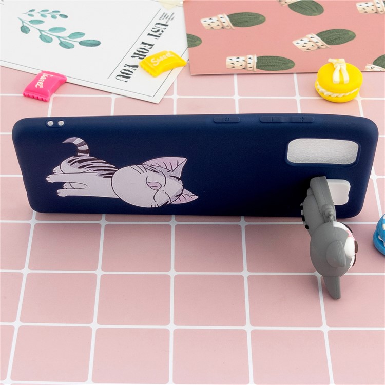 3D Animal Doll Kickstand Pattern Printing TPU Phone Cover for Samsung Galaxy A51 - Cat-6