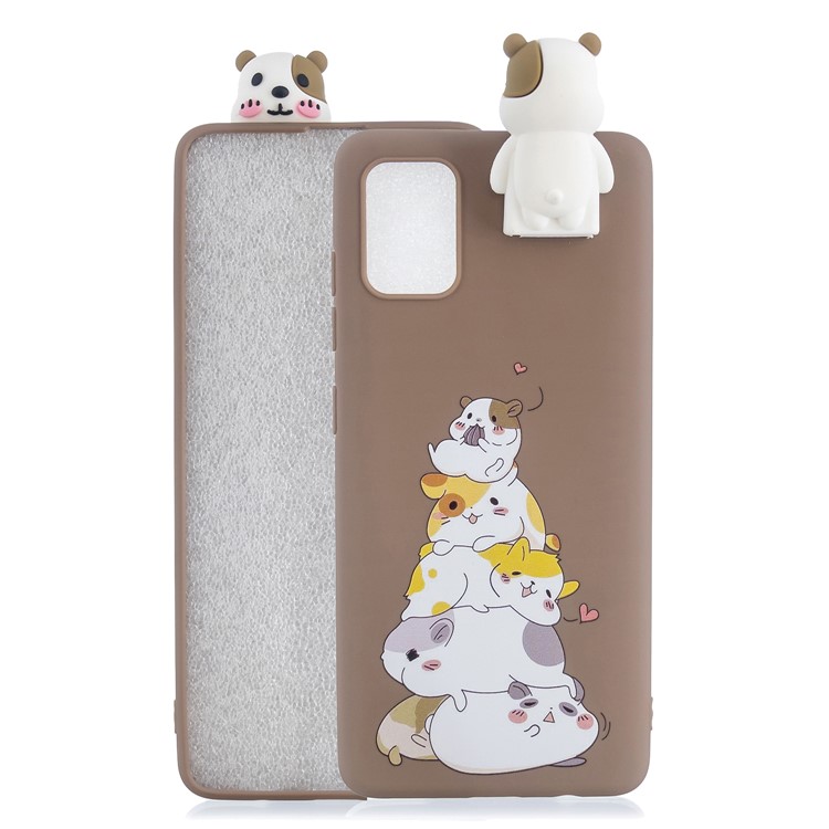 3D Animal Doll Kickstand Pattern Printing TPU Phone Cover for Samsung Galaxy S20 Plus - Stacked Cats-1