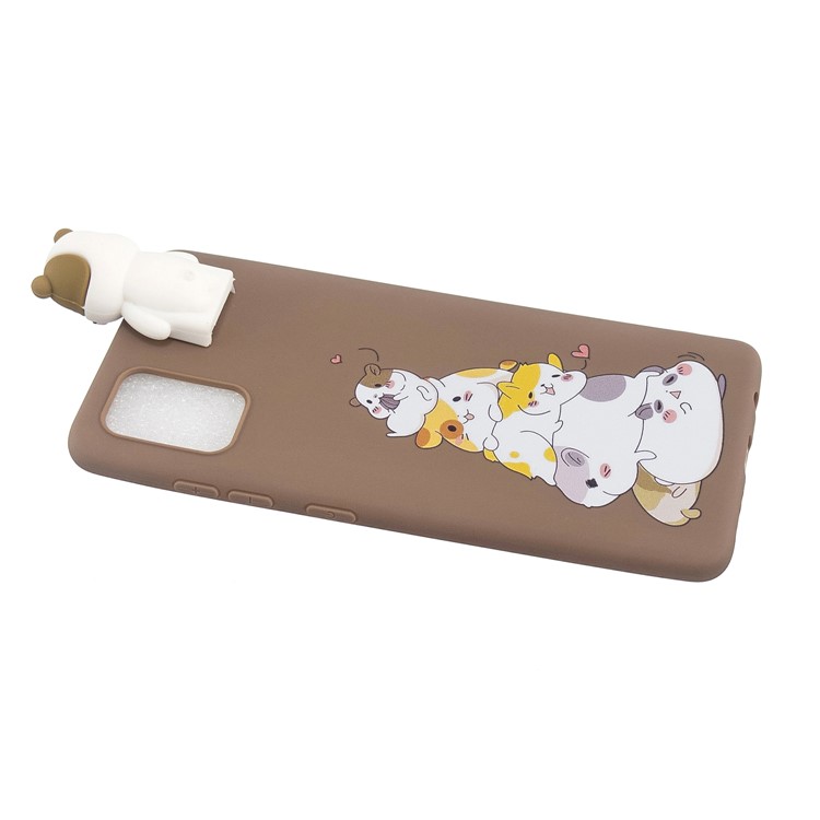 3D Animal Doll Kickstand Pattern Printing TPU Phone Cover for Samsung Galaxy S20 Plus - Stacked Cats-4