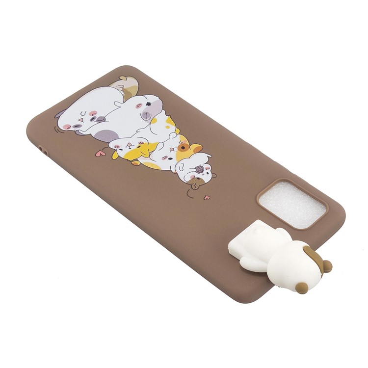 3D Animal Doll Kickstand Pattern Printing TPU Phone Cover for Samsung Galaxy S20 Plus - Stacked Cats-5