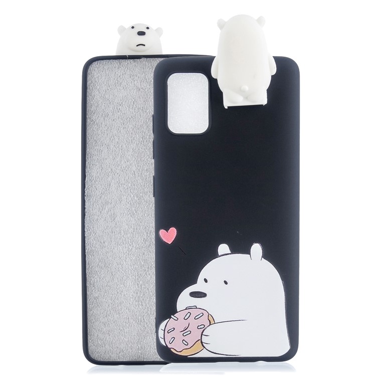 3D Animal Doll Kickstand Pattern Printing TPU Casing for Samsung Galaxy S20 - White Bear Eating-1