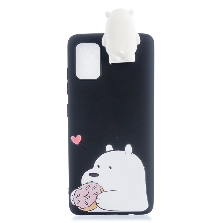 3D Animal Doll Kickstand Pattern Printing TPU Casing for Samsung Galaxy S20 - White Bear Eating-2
