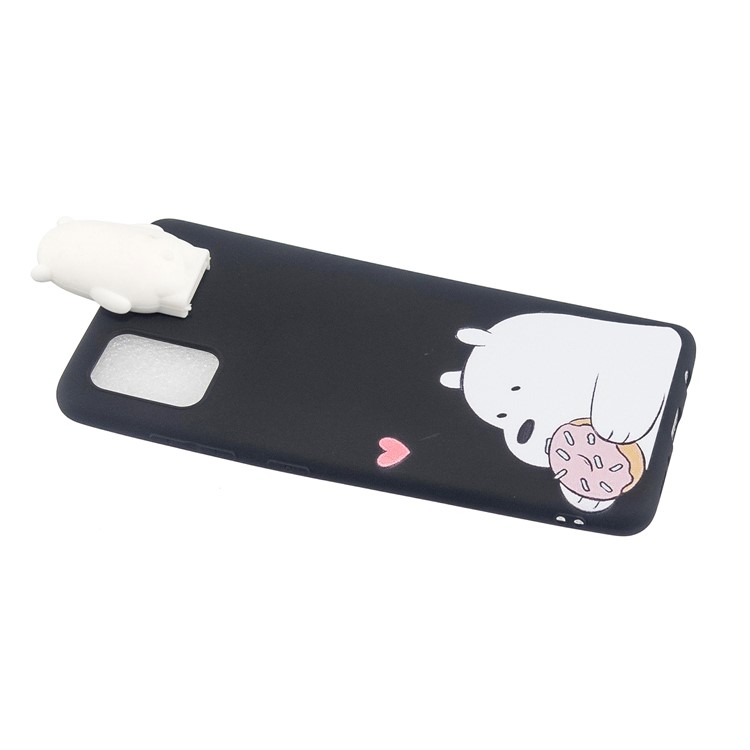 3D Animal Doll Kickstand Pattern Printing TPU Casing for Samsung Galaxy S20 - White Bear Eating-4