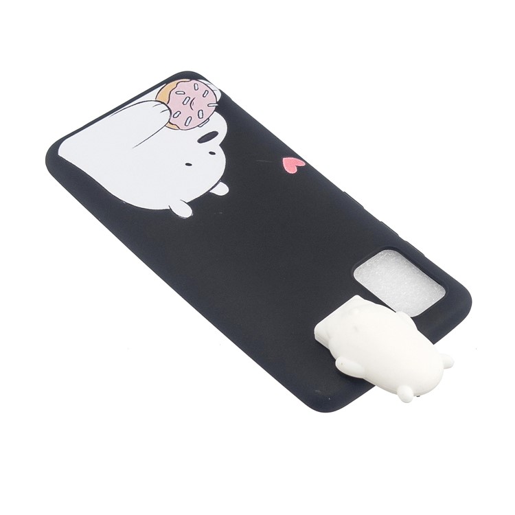 3D Animal Doll Kickstand Pattern Printing TPU Casing for Samsung Galaxy S20 - White Bear Eating-5