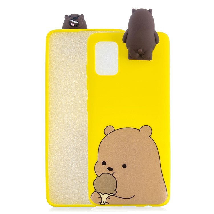 3D Animal Doll Kickstand Pattern Printing TPU Casing for Samsung Galaxy S20 - Brown Bear Eating-1
