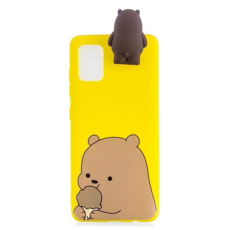 3D Animal Doll Kickstand Pattern Printing TPU Casing for Samsung Galaxy S20 - Brown Bear Eating-2