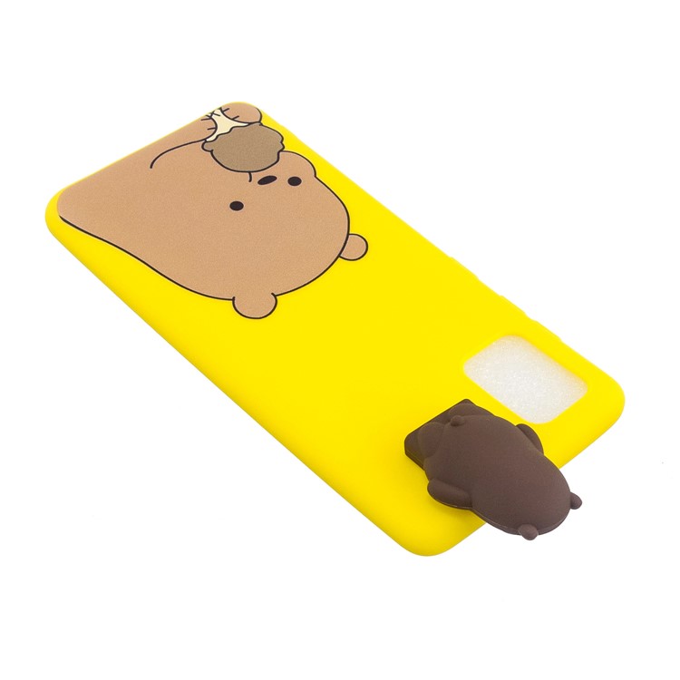 3D Animal Doll Kickstand Pattern Printing TPU Casing for Samsung Galaxy S20 - Brown Bear Eating-5