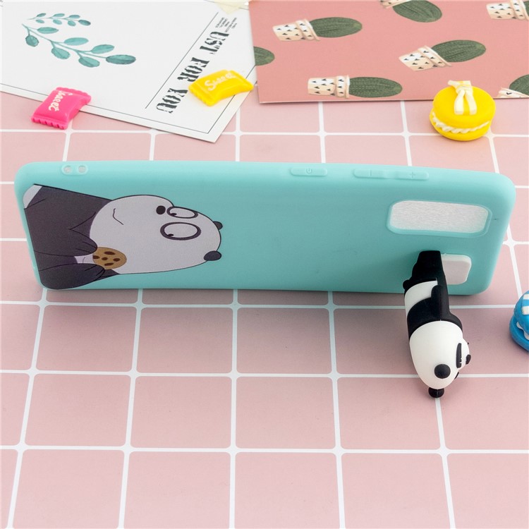 3D Animal Doll Kickstand Pattern Printing TPU Casing for Samsung Galaxy S20 - Panda Eating-6