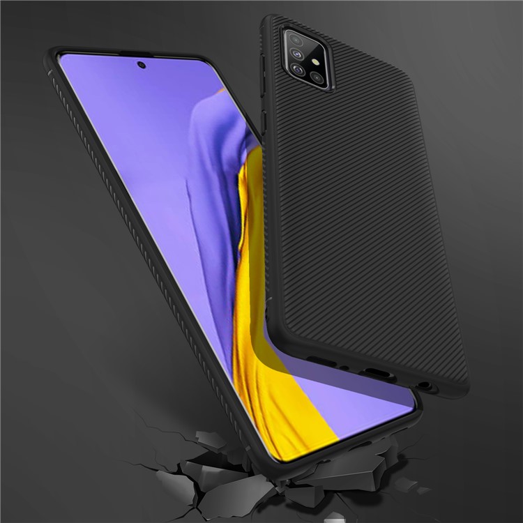 LENUO Twill Texture TPU Back Case for Samsung Galaxy A51 - Black-6