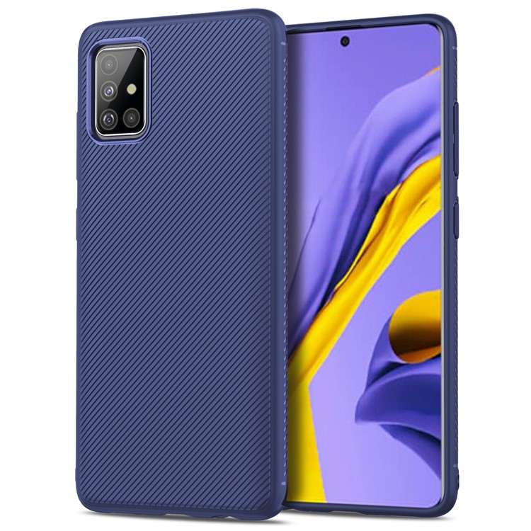 LENUO Twill Texture TPU Back Case for Samsung Galaxy A51 - Dark Blue-2