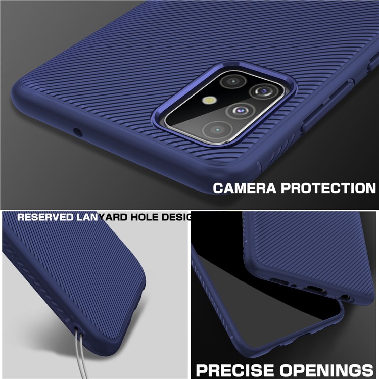 LENUO Twill Texture TPU Back Case for Samsung Galaxy A51 - Dark Blue-4