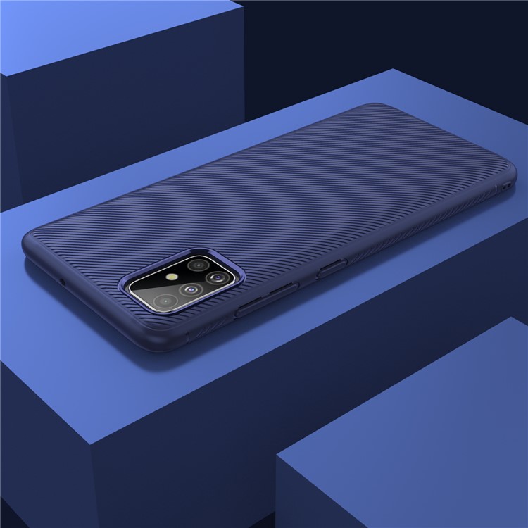 LENUO Twill Texture TPU Back Case for Samsung Galaxy A51 - Dark Blue-7