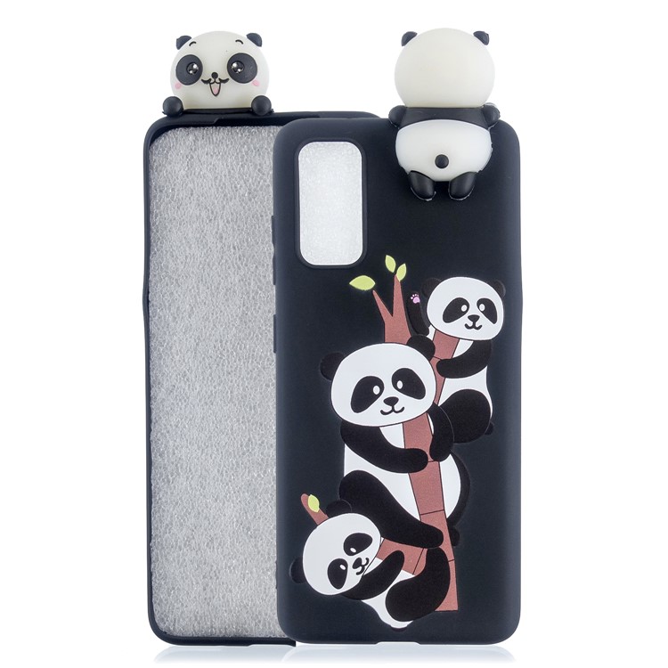 3D Doll Decor Patterned TPU Cell Phone Case for Samsung Galaxy A71 - Three Pandas-1