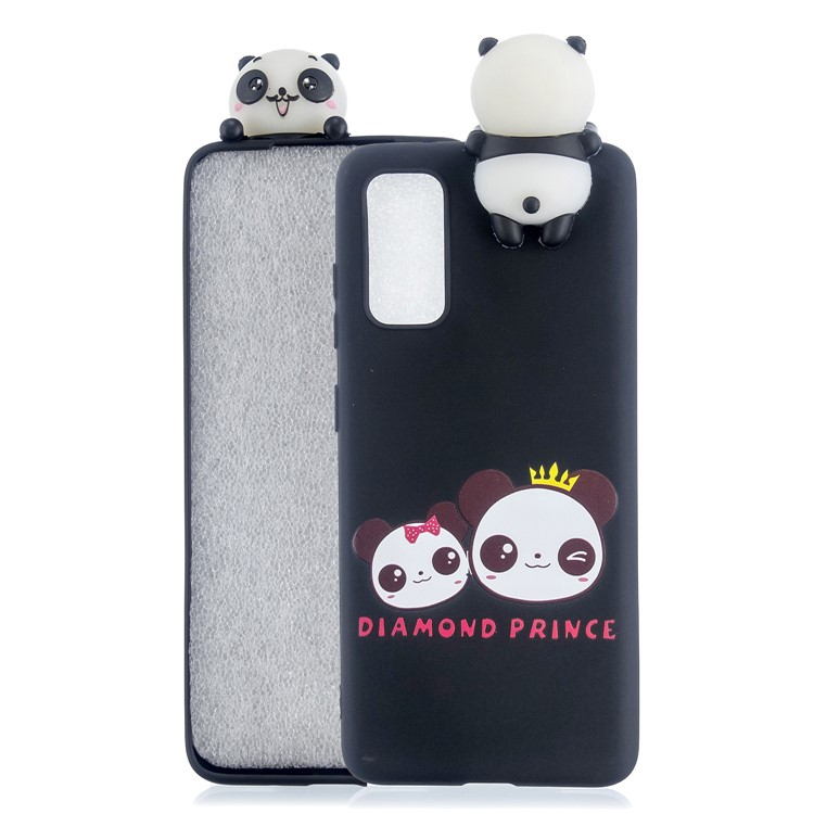 3D Doll Decor Patterned TPU Cell Phone Case for Samsung Galaxy A71 - Two Pandas-1