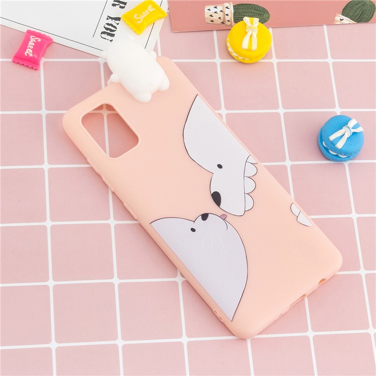 3D Doll Decor Gemustertes TPU -mobiltelefongehäuse Für Samsung Galaxy A71 - Weißer Bär-6