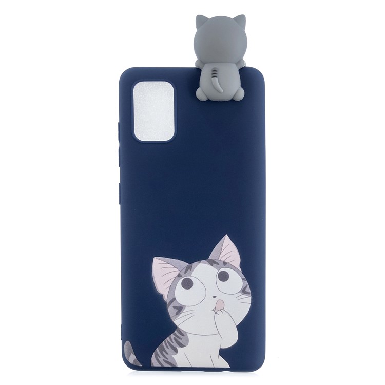 Decoración de Muñecas 3D Soft Tpu Telep Cover Para Samsung Galaxy S20 Plus/S20 Plus 5G - Gato Gris-2