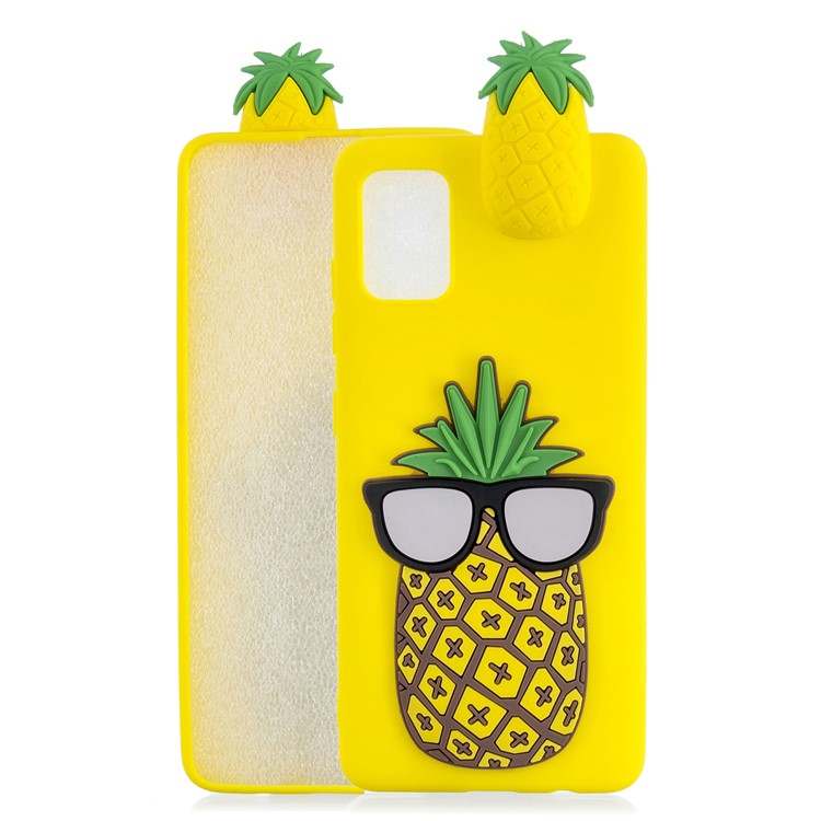 Custodia in Silicone TPU da Stampa a Motivi 3D Per Samsung Galaxy A71 - Ananas