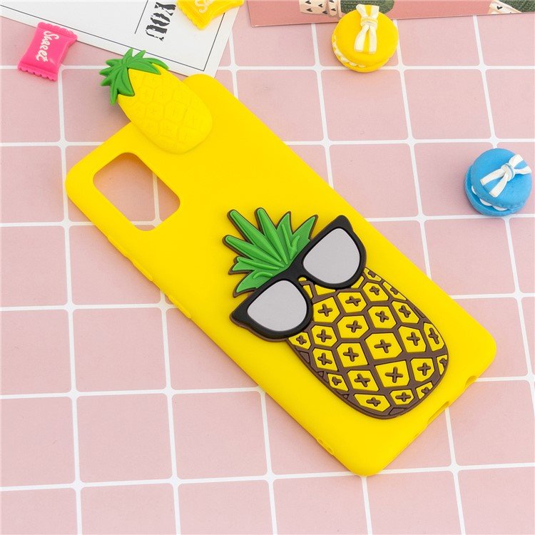 Custodia in Silicone TPU da Stampa a Motivi 3D Per Samsung Galaxy A71 - Ananas