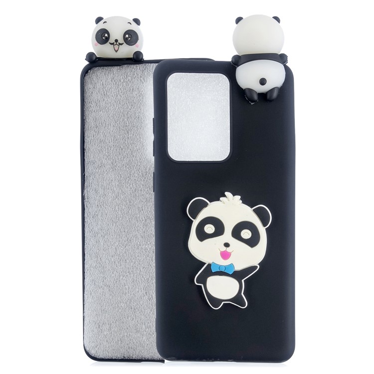 3D Doll Decor Soft TPU Phone Cover for Samsung Galaxy S20 Ultra - Smile Panda-1