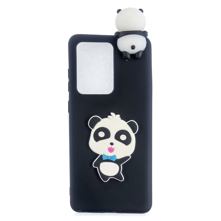 3D Doll Decor Soft TPU Phone Cover for Samsung Galaxy S20 Ultra - Smile Panda-2