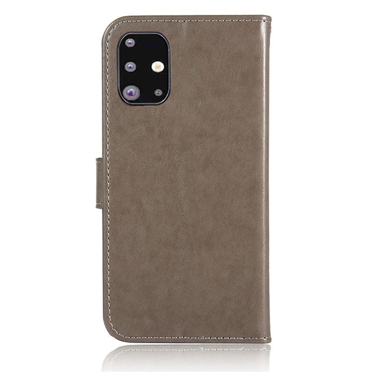 Imprinted Dream Catcher Owl Leather Wallet Case for Samsung Galaxy A51 - Grey-7