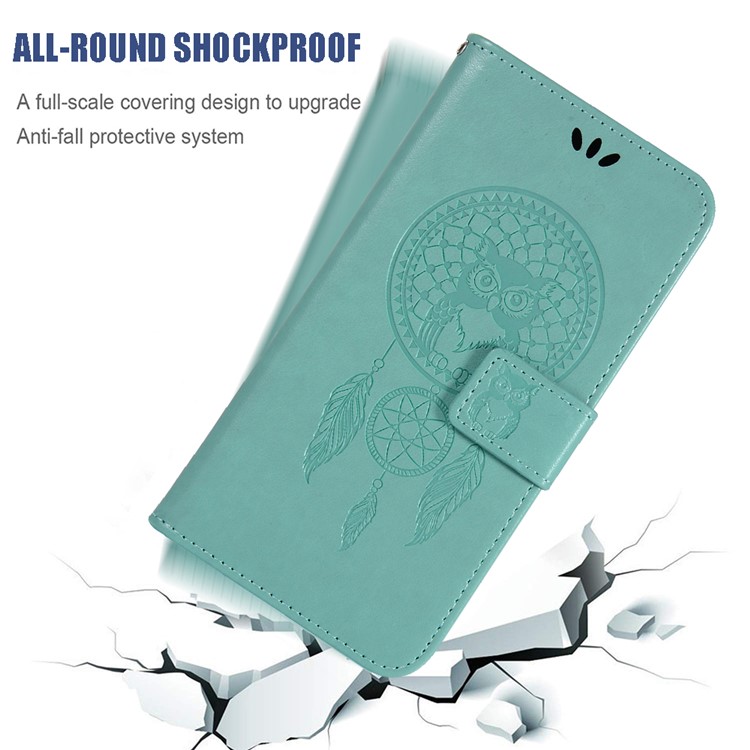 Imprinted Dream Catcher Owl Leather Wallet Case for Samsung Galaxy A51 - Gold-10