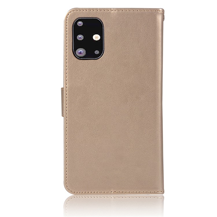 Imprinted Dream Catcher Owl Leather Wallet Case for Samsung Galaxy A51 - Gold-16