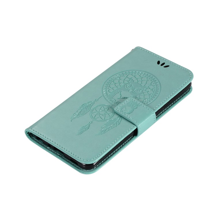 Imprinted Dream Catcher Owl Leather Wallet Case for Samsung Galaxy A51 - Gold-8