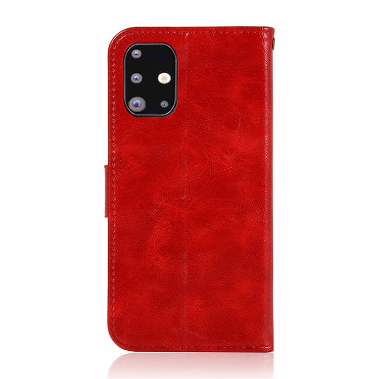 Premium Vintage Leather Wallet Case for Samsung Galaxy A71 - Red-5