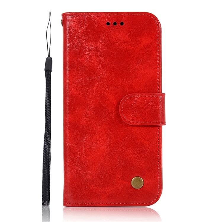 Premium Vintage Leather Wallet Case for Samsung Galaxy A71 - Red-6