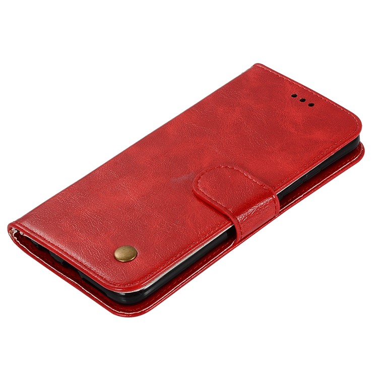 Premium Vintage Leather Wallet Case for Samsung Galaxy A71 - Red-9