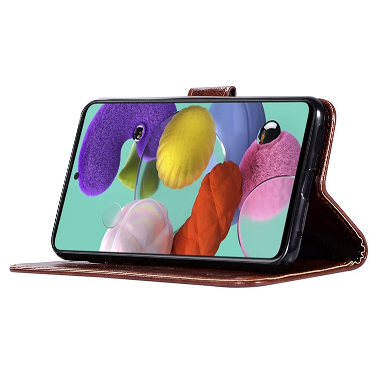 Premium Vintage Leather Wallet Case for Samsung Galaxy A71 - Coffee-4