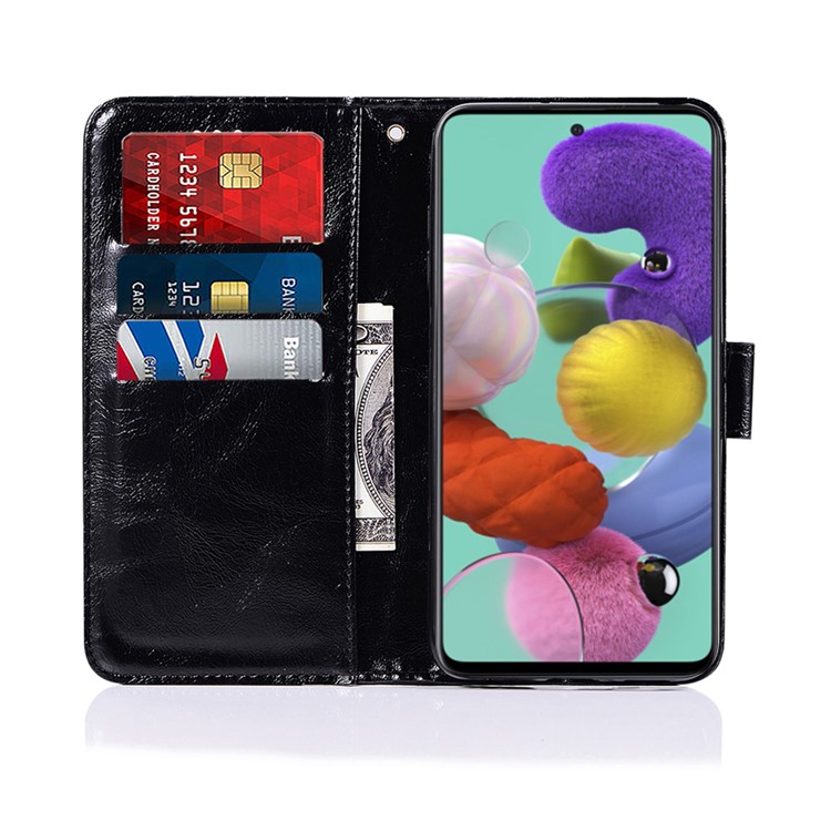 Premium Vintage Leather Wallet Case for Samsung Galaxy A71 - Black-2
