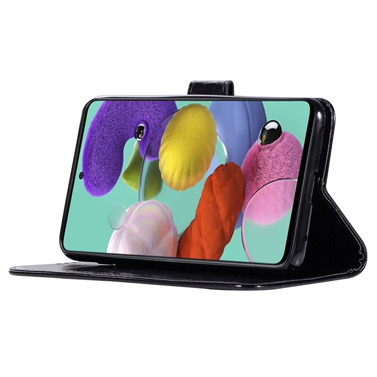 Premium Vintage Leather Wallet Case for Samsung Galaxy A71 - Black-4