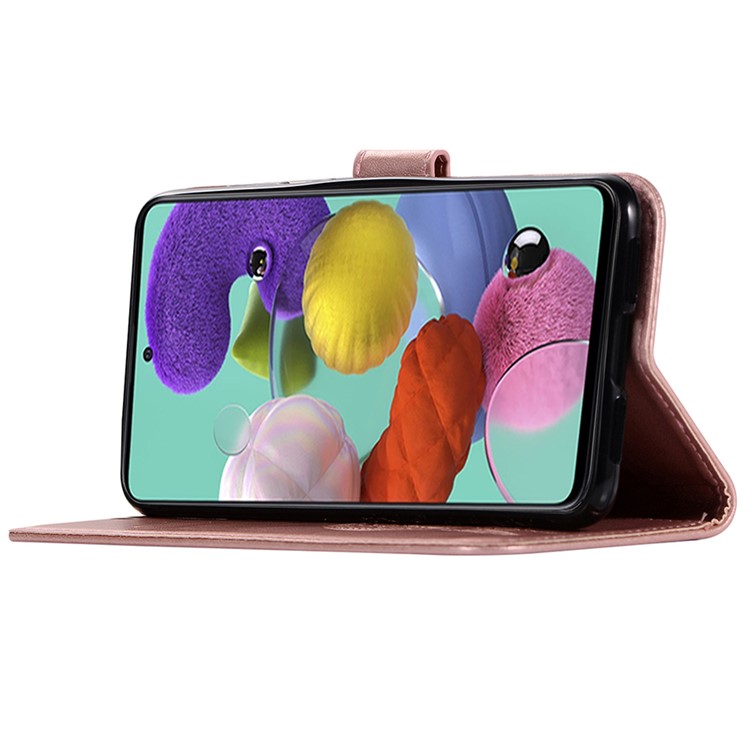 Imprinted Dream Catcher Owl Leather Wallet Stand Case for Samsung Galaxy A71 - Rose Gold-9