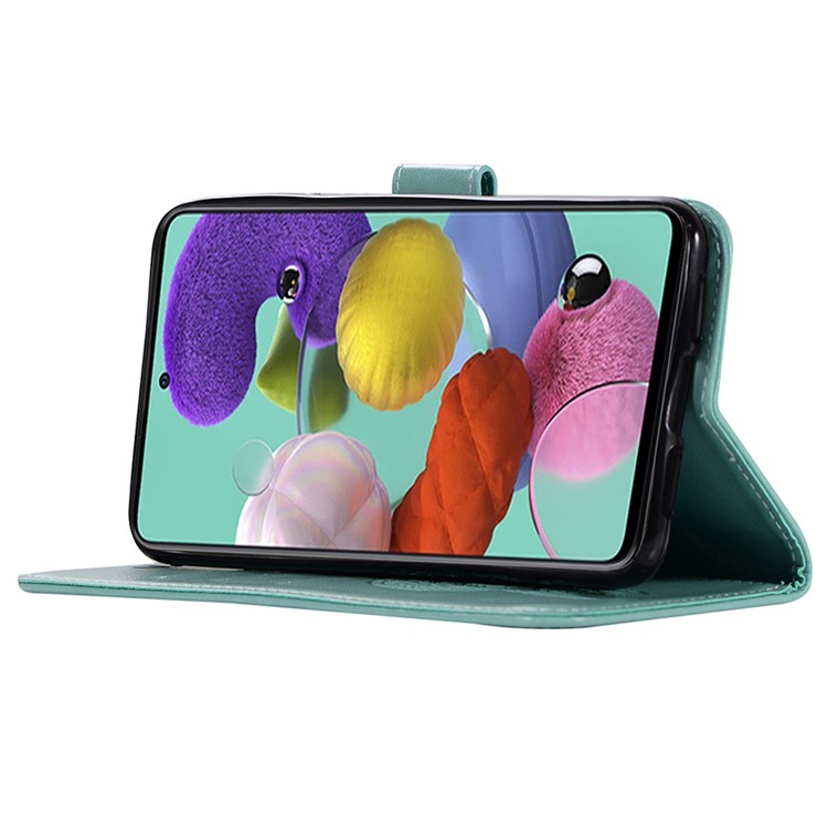 Imprinted Dream Catcher Owl Leather Wallet Stand Case for Samsung Galaxy A71 - Green-7