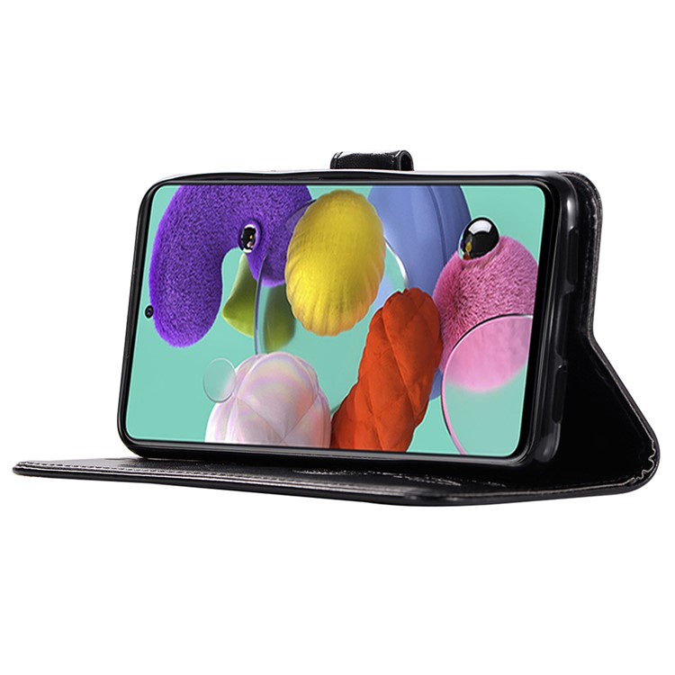 Imprinted Dream Catcher Owl Leather Wallet Stand Case for Samsung Galaxy A71 - Black-7
