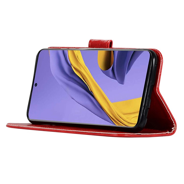 Premium Vintage Leather Wallet Case for Samsung Galaxy A51 - Red-4