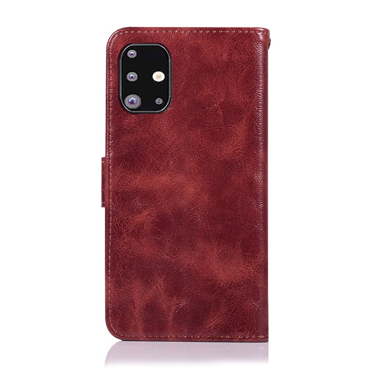 Premium Vintage Leather Wallet Case for Samsung Galaxy A51 - Wine Red-5