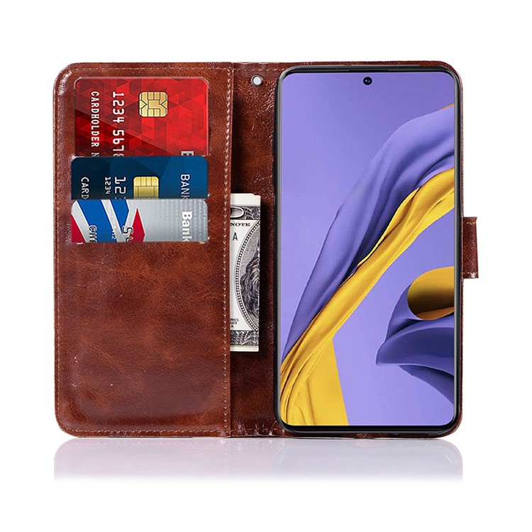 Premium Vintage Leather Wallet Case for Samsung Galaxy A51 - Coffee-2