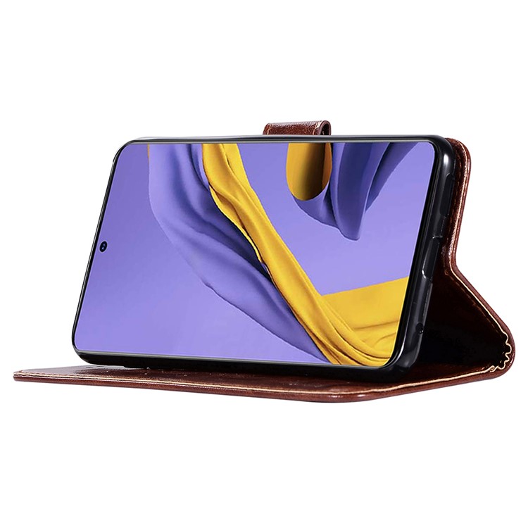 Premium Vintage Leather Wallet Case for Samsung Galaxy A51 - Coffee-4