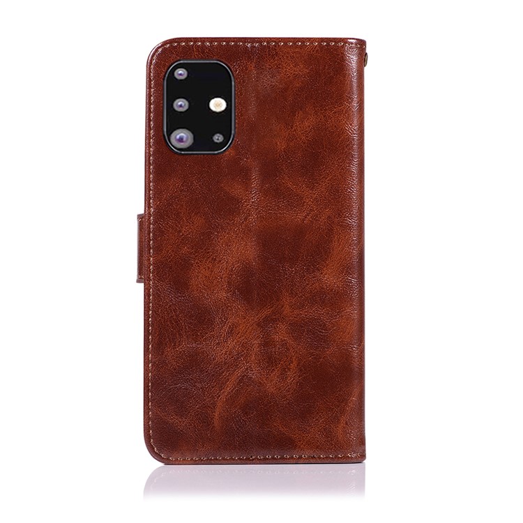 Premium Vintage Leather Wallet Case for Samsung Galaxy A51 - Coffee-5