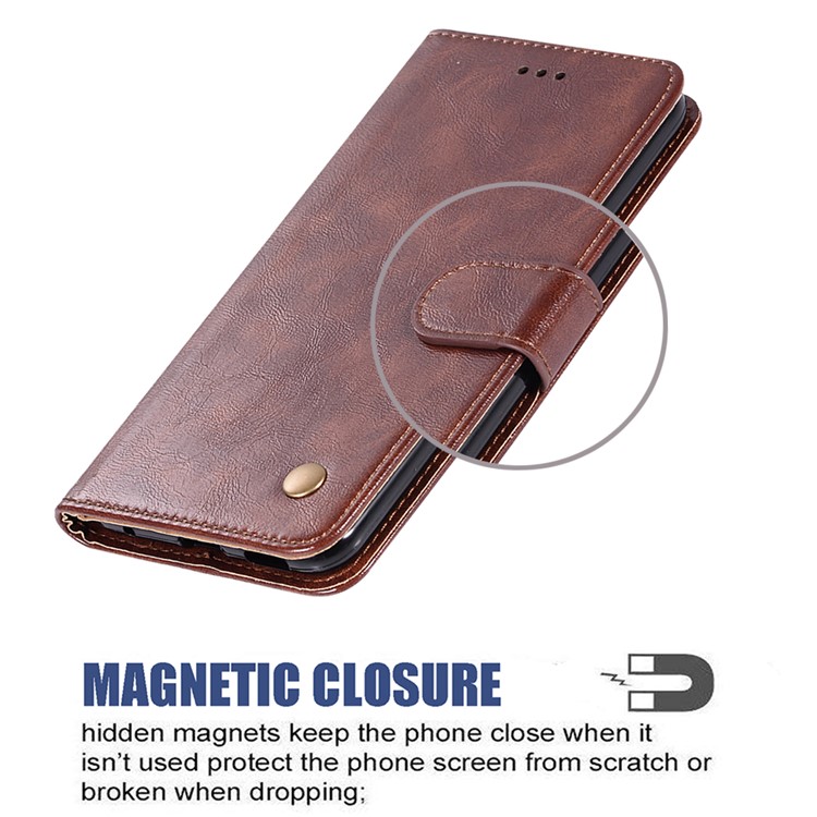 Premium Vintage Leather Wallet Case for Samsung Galaxy A51 - Coffee-7