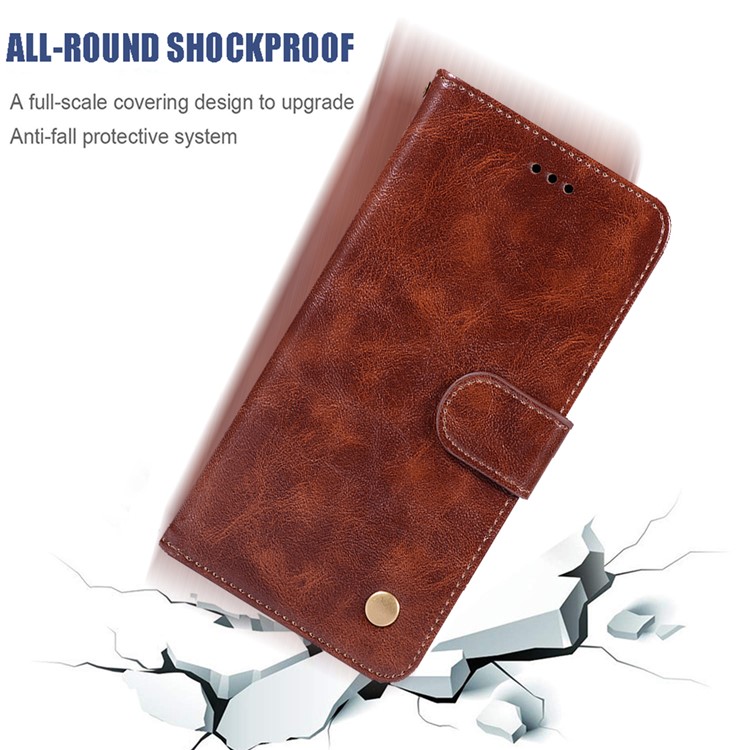 Premium Vintage Leather Wallet Case for Samsung Galaxy A51 - Coffee-8