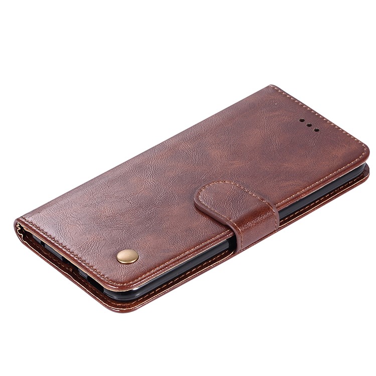 Premium Vintage Leather Wallet Case for Samsung Galaxy A51 - Coffee-9