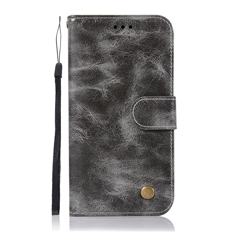 Premium Vintage Leather Wallet Case for Samsung Galaxy A51 - Grey-5