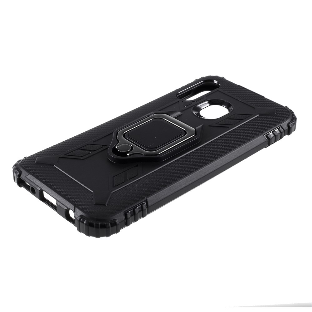 Finger Ring Kickstand TPU Protective Cell Phone Shell for Samsung Galaxy A40 - Black-3