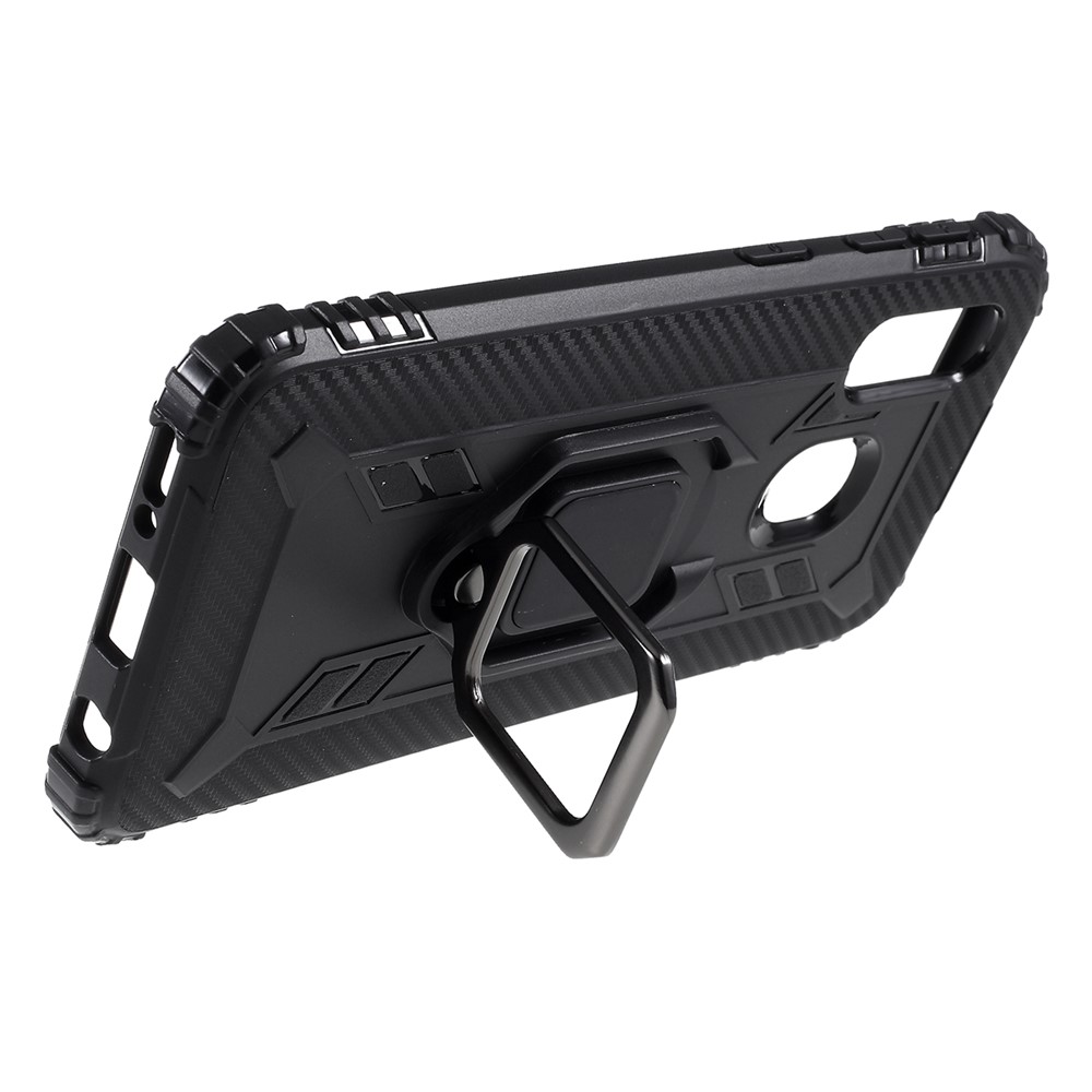Finger Ring Kickstand TPU Protective Cell Phone Shell for Samsung Galaxy A40 - Black-4