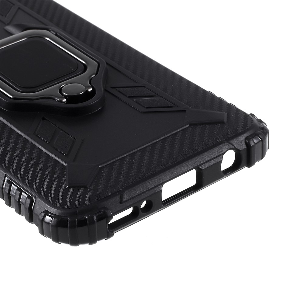 Finger Ring Kickstand TPU Protective Cell Phone Shell for Samsung Galaxy A40 - Black-6