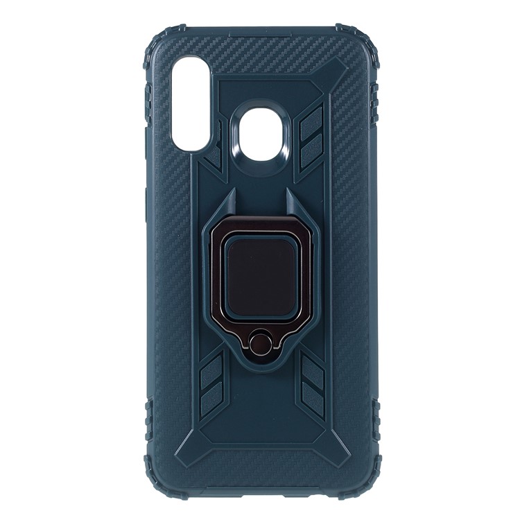 Finger Ring Kickstand TPU Protective Cell Phone Shell for Samsung Galaxy A40 - Green-1